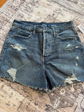 Higher High-Waisted Button-Fly Ripped Cut-Off Jean Shorts